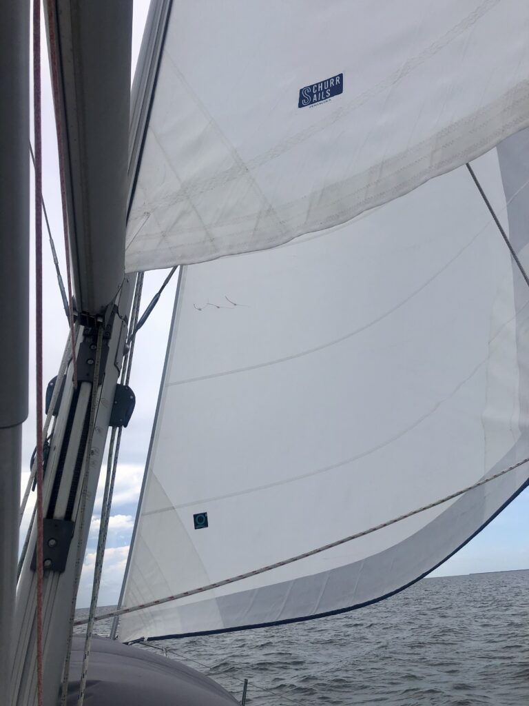 A new Quantum headsail was on our list of boat projects to complete before sailing away, thanks to Hurricane Sally.