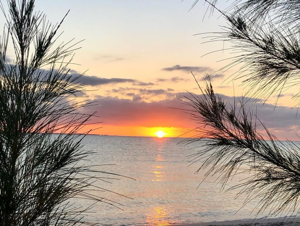 View of sunset on Powell Cay