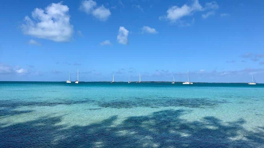 Good sail route planning got us to the beautiful anchorage of Meeks Patch in the Bahamas